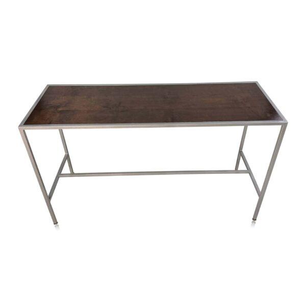 BALI SILVER COMMUNAL BAR TABLE WITH WOOD TOP