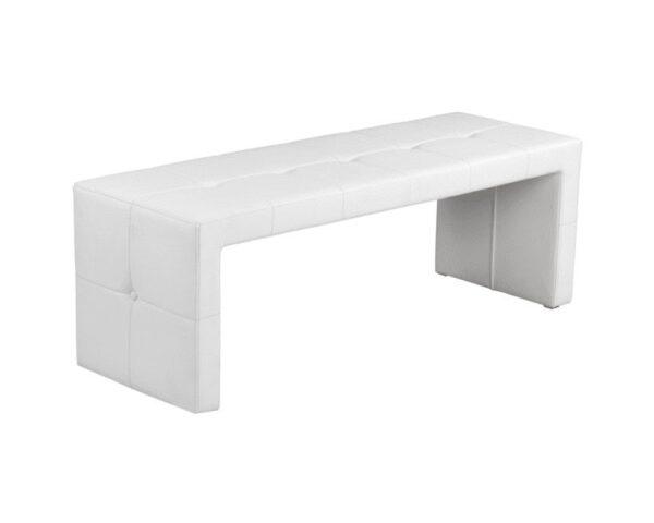 WHITE LEATHER BENCH OTTOMAN