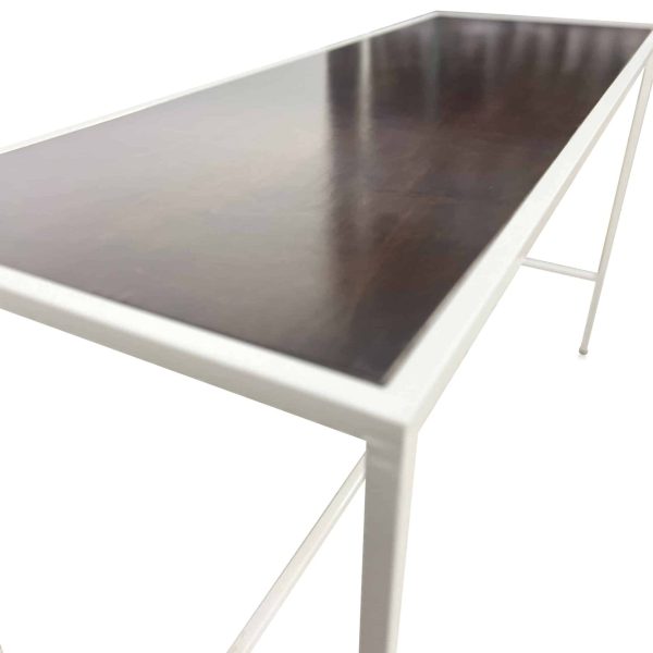 BALI WHITE COMMUNAL BAR TABLE WITH WOOD TOP - Image 2
