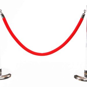 CHROME STANCHIONS AND RED ROPE